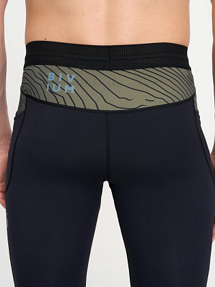 Тайтсы д/муж. Кросс 2.0 цвет черный_зеленый