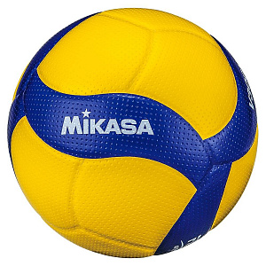 Мяч вол. "MIKASA V300W", р.5, синт.кожа (микрофиб),FIVB Appr, 8 пан, клееный, бут.кам, сине-желт Мяч вол. "MIKASA V300W", р.5, синт.кожа (микрофиб),FIVB Appr, 8 пан, клееный, бут.кам, сине-желт