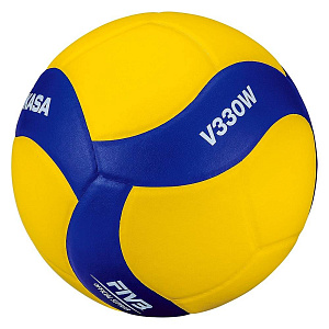 Мяч вол. "MIKASA V330W", р.5, синт. кожа (ПУ), оф. парам. FIVB, клееный, бут.кам, син-желт Мяч вол. "MIKASA V330W", р.5, синт. кожа (ПУ), оф. парам. FIVB, клееный, бут.кам, син-желт
