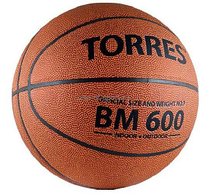 Мяч б/б "TORRES BM600" арт.B10027, р.7, ПУ, нейлон. корд, бут. камера, темнокоричневый-черн