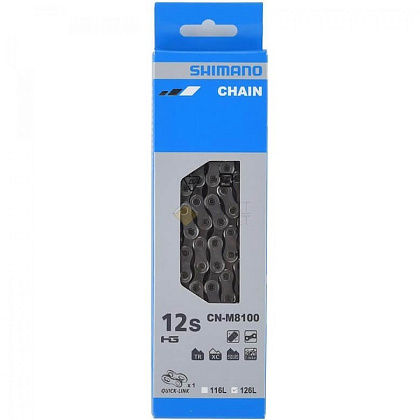 Цепь SHIMANO XT, M8100, 11/12 скоростей, 126 звеньями, с замком 